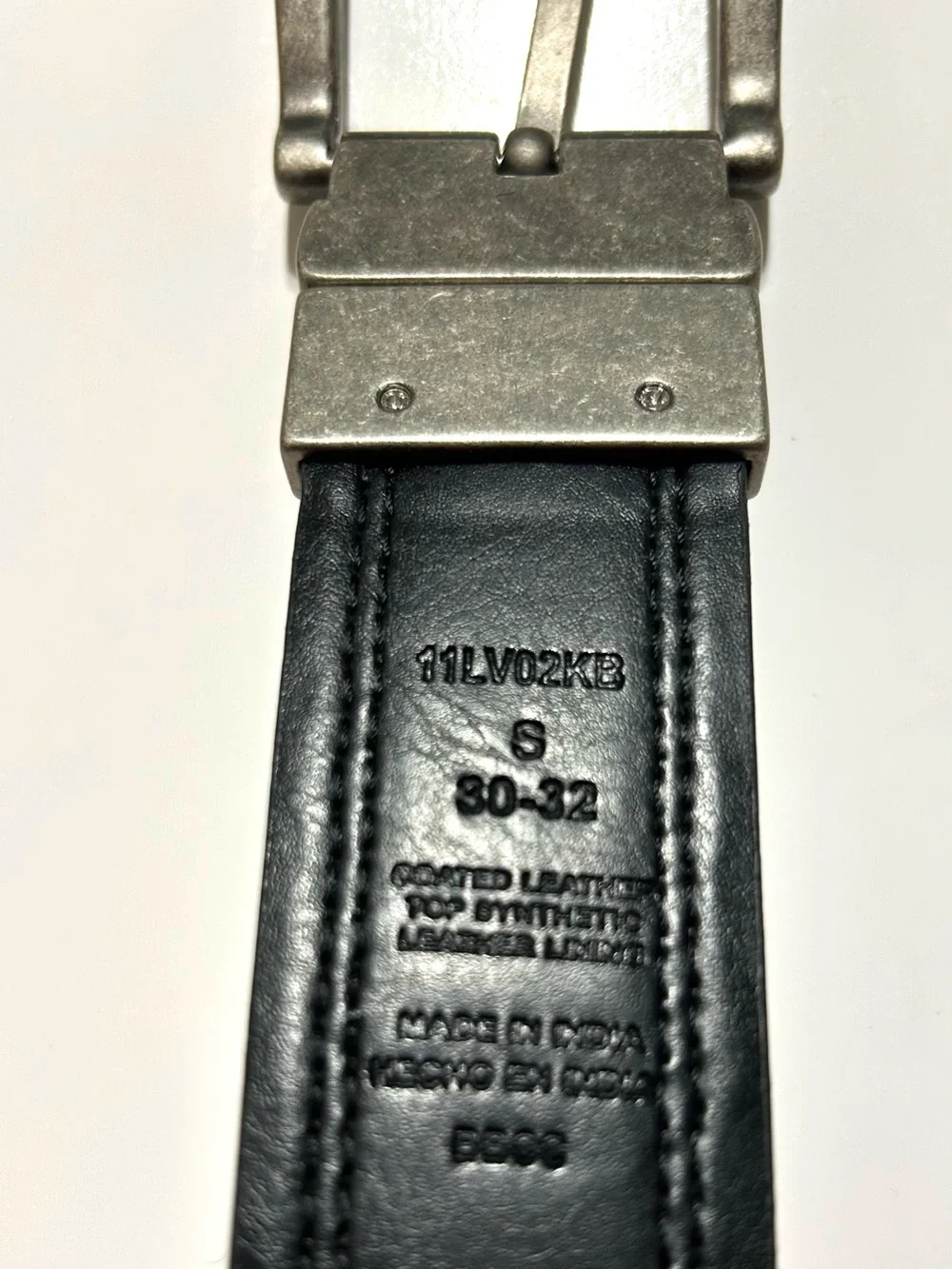 Levi's Men’s Dark Brown Leather Belt with Brushed Silver Buckle